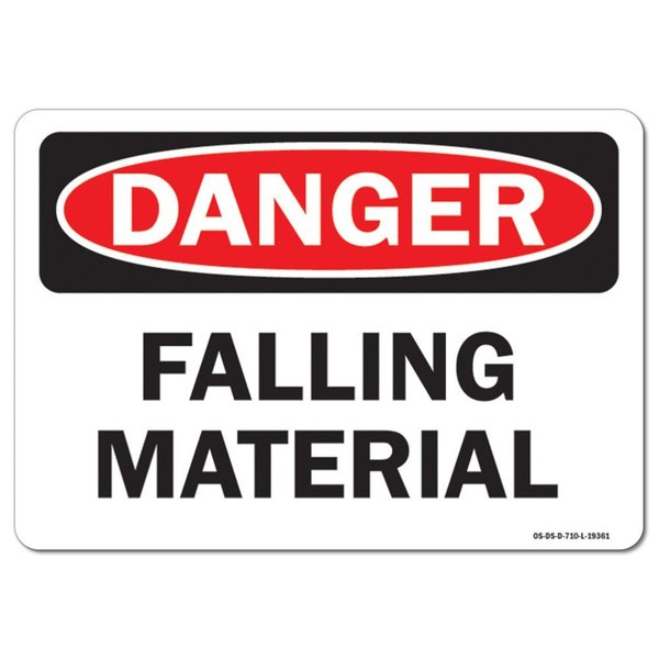 Signmission OSHA Danger Sign, Falling Material, 10in X 7in Aluminum, 7" W, 10" L, Landscape, Falling Material OS-DS-A-710-L-19361